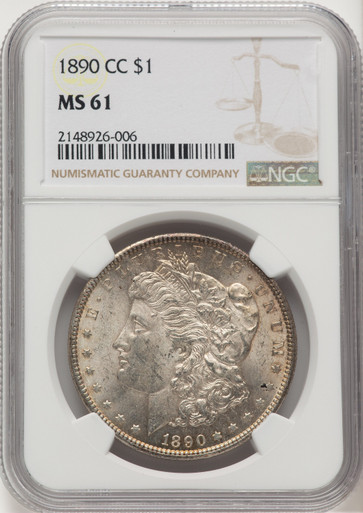 1890-CC Morgan Dollar NGC MS61 (777483003). Third Image