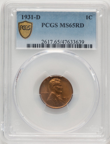 1931-D 1C RD Lincoln Cent PCGS MS65 (777581024). Third image.
