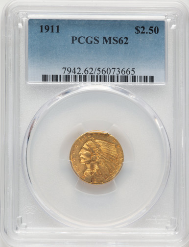 1911 $2.50 Indian Quarter Eagle PCGS MS62 (777602018). Third image.