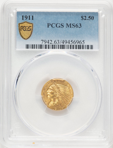 1911 $2.50 Indian Quarter Eagle PCGS MS63 (778348011). Third image.
