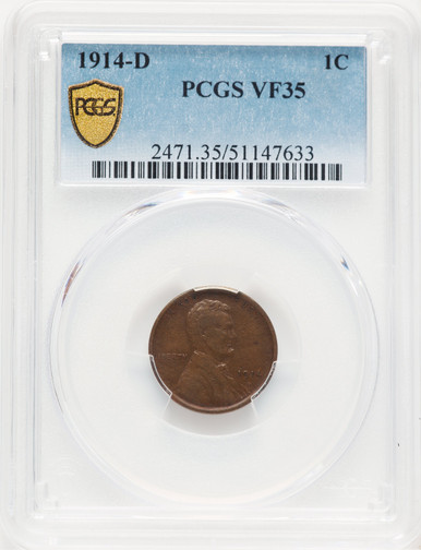 1914-D 1C BN Lincoln Cent PCGS VF35. Third Image