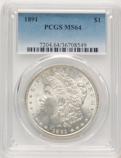 1891 Morgan Dollar PCGS MS64 (778386074). Third Image