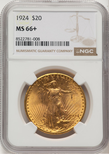 1924 $20 Saint Saint-Gaudens Double Eagle NGC MS66+ (774806004). Fourth image.