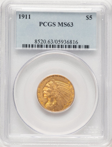 1911 $5 Indian Half Eagle PCGS MS63 (520492021). Third image.