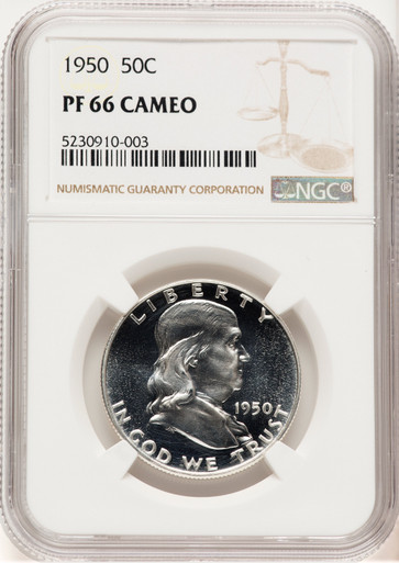 1950 50C CA Proof Franklin Half Dollar NGC PR66. Third image.