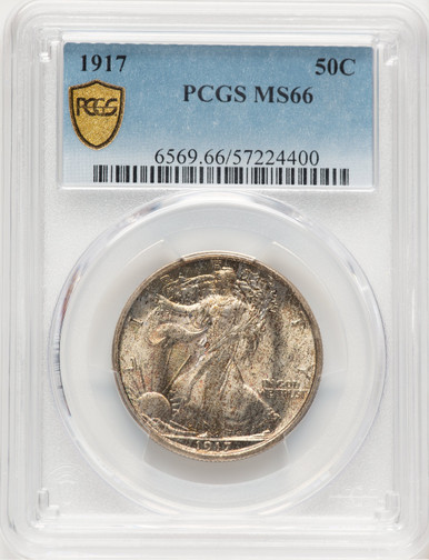 1917 50C Walking Liberty Half Dollar PCGS MS66. Third image.