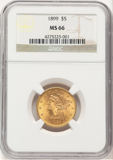 1899 $5 Liberty Half Eagle NGC MS66 (779406017). Third Image
