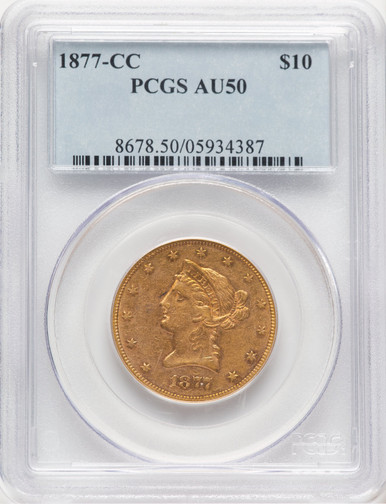 1877-CC $10 Liberty Eagle PCGS AU50 (779548001). Third image.