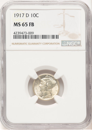 1917-D 10C FB Mercury Dime NGC MS65 (779691004). Third image.