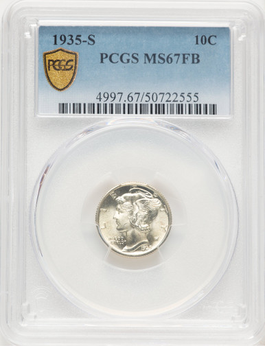 1935-S 10C FB Mercury Dime PCGS MS67 (779691006). Third image.