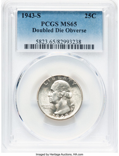 1943-S 25C FS-101 Washington Quarter PCGS MS65. Third image.