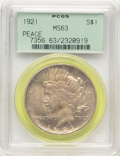 1921 Peace Dollar PCGS MS63 (779780002). Third image.