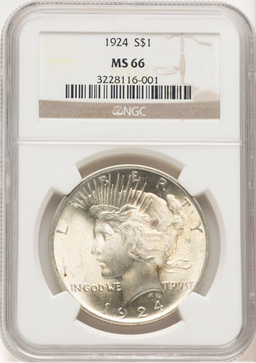 1924 Peace Dollar NGC MS66 (779791006). Third image.