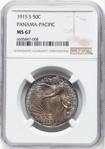 1915-S 50C Panama-Pacific Commemorative Silver NGC MS67. Third image.