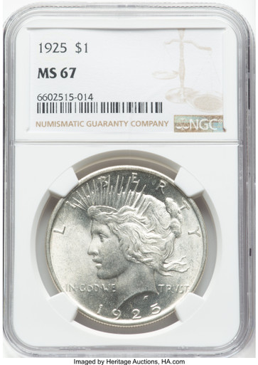 1925 Peace Dollar NGC MS67 (779822008). Third image.