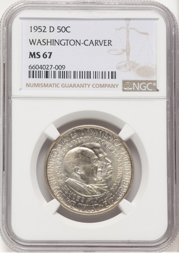 1952-D 50C Washington-Carver Commemorative Silver NGC MS67 (780000023). Third image.