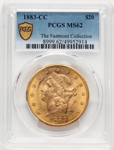 1883-CC $20 Liberty Double Eagle PCGS MS62. Third image.