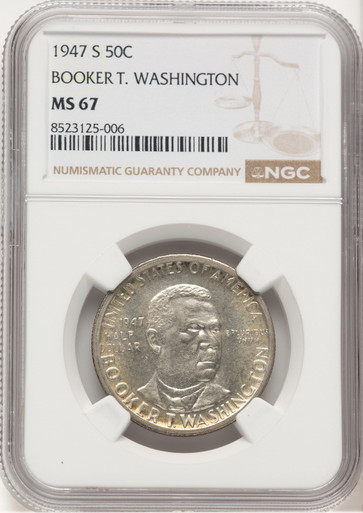 1947-S 50C Booker T. Washington Commemorative Silver NGC MS67 (780152005). Third image.