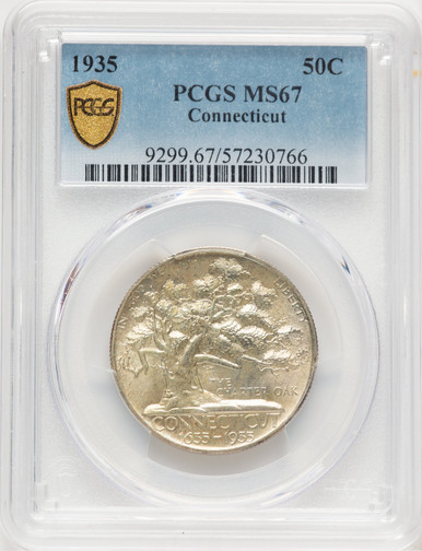 1935 50C Connecticut Commemorative Silver PCGS MS67 (779065006). Third image.