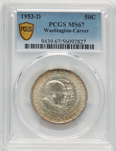 1953-D 50C Washington-Carver Commemorative Silver PCGS MS67. Third image.