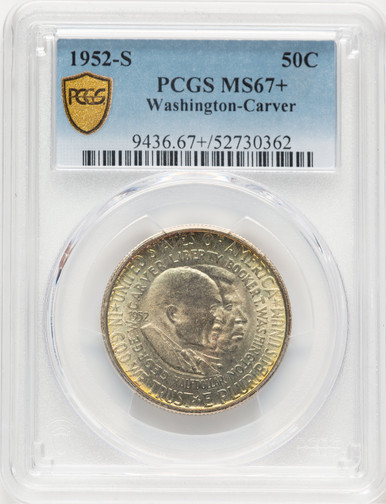 1952-S 50C Washington-Carver Commemorative Silver PCGS MS67+. Third image.