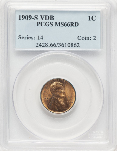 1909-S 1C VDB RD Lincoln Cent PCGS MS66. Fourth image.