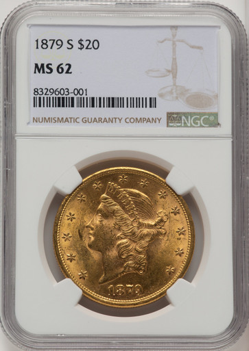 1879-S $20 Liberty Double Eagle NGC MS62. Third Image