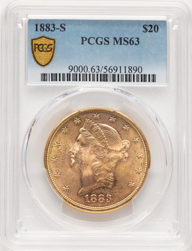 1883-S $20 Liberty Double Eagle PCGS MS63 (521567004). Third image.