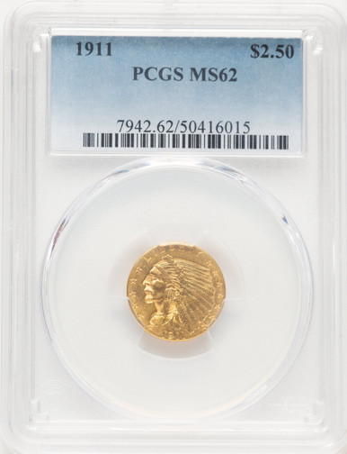 1911 $2.50 Indian Quarter Eagle PCGS MS62 (777777011). Third image.