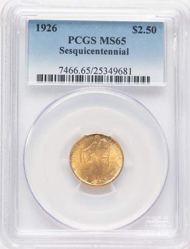 1926 $2.50 SESQUI Commemorative Gold PCGS MS65 (780735011). Third image.