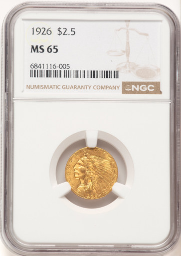 1926 $2.50 Indian Quarter Eagle NGC MS65 (780317003). Third Image