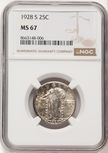 1928-S 25C Standing Liberty Quarter NGC MS67 (780631002). Third image.