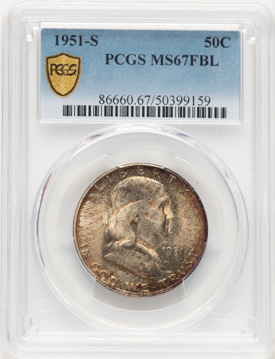 1951-S 50C FL Franklin Half Dollar PCGS MS67 (768008011). Third Image