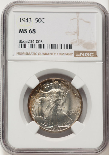 バージル　ポストカード 1943-S 50C (Regular Strike) Walking Liberty Half Dollar - PCGS