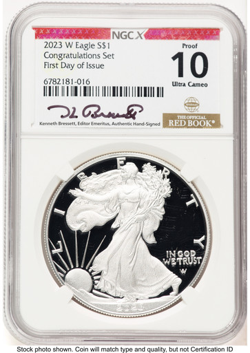 2023-W Proof Silver Eagle Congratulations Set 1 oz FDI Kenneth