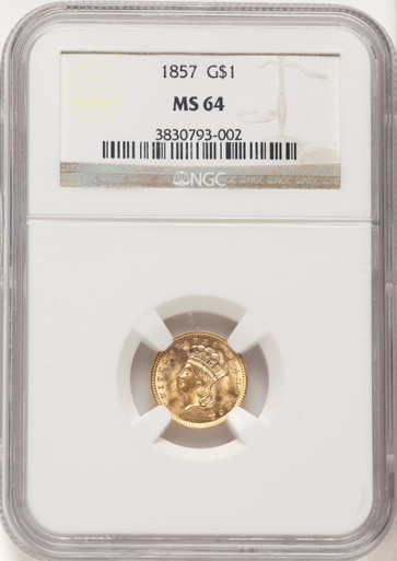 1857 G$1 Gold Dollar NGC MS64 (507658011) - LCR Coin