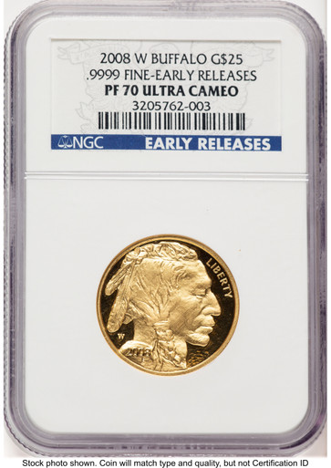 2008-W Proof Gold Buffalo 1/2 oz ER Blue NGC PF70 (783566004