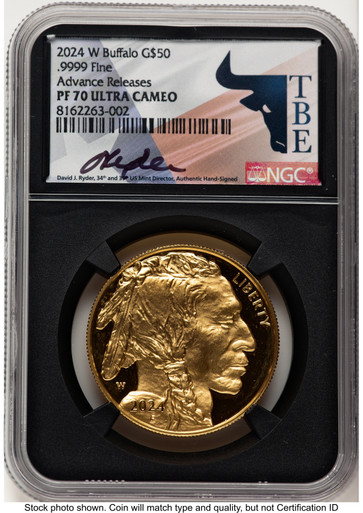 2024-W Proof Gold Buffalo 1 oz AR David J Ryder TBE Label NGC PF70