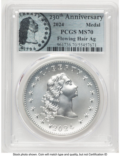 2024-(P) Silver 230th Anniversary Flowing Hair Medal Flowing Hair