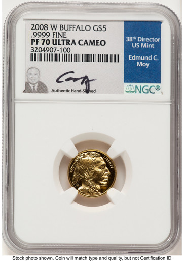2008-W Proof Gold Buffalo 1/10 oz NGC PF70 Ed Moy - LCR Coin