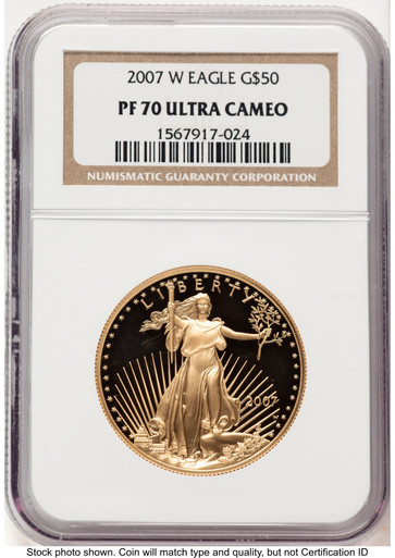 2007-W Proof Gold Eagle 1 oz Brown Label NGC PF70 (522240216