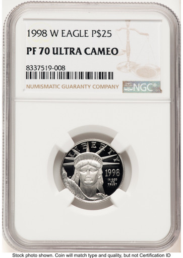 1998-W Proof Platinum Eagle 1/4 oz Brown Label NGC PF70 | LCR Coin