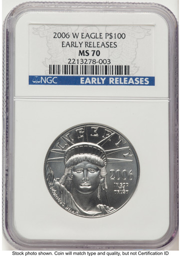 2006-W Burnished Platinum Eagle 1 oz ER Blue NGC MS70 - LCR Coin