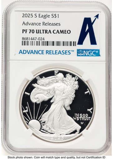 2025-S Proof Silver Eagle 1 oz AR Standard NGC PF70 - LCR Coin
