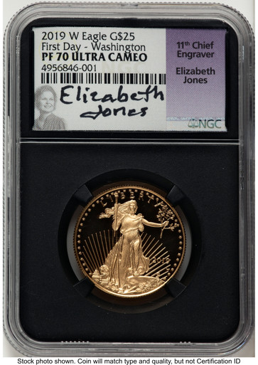 2019-W Proof Gold Eagle 1/2 oz FDI Elizabeth Jones Washington NGC