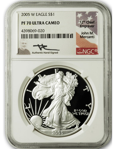 2005-W American Silver Eagle NGC PF70 Ultra Cameo John Mercanti Signed Collectible Coin | LCR Coin