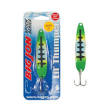 The Lil' Thumper is a 3-1/2 inch by 13/16 inch trolling spoon that is a proven tournament winner!
The "Cosmo" is a Green, Yellow and Black Ladderback color pattern.