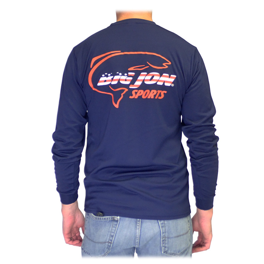 Navy Long Sleeve w/ American-Made Logo - 100% Poly Wicking Knit