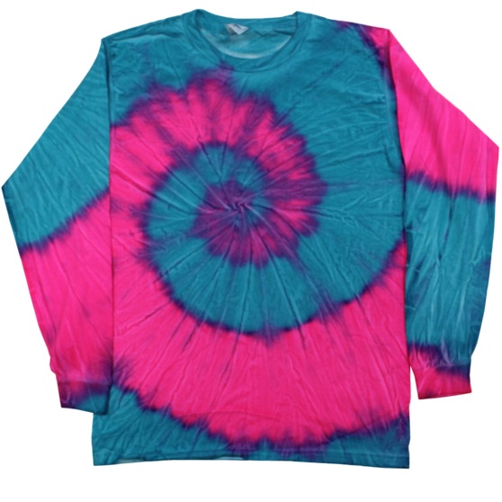 Adult Long Sleeve Tie-Dye T-shirt Pink Sea (TD-LS)