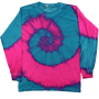 Adult Long Sleeve Tie-Dye T-shirt Pink Sea (TD-LS)